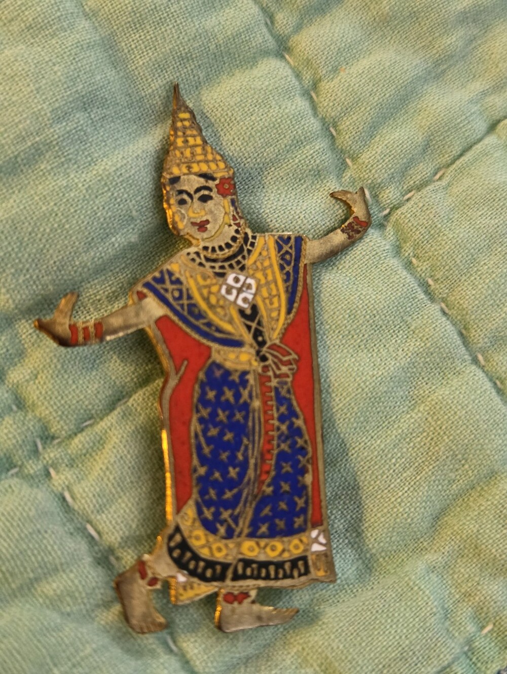 Vintage 1940s Siam Enamel Siamese Dancer Brooch